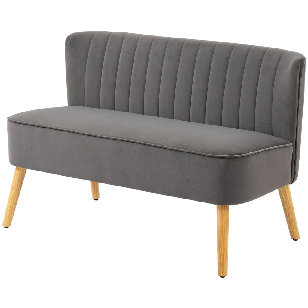 Divano 2 Posti Retrodesign ¨C Zephmum ¨C Legno Grigio Scuro 117x56.5x77