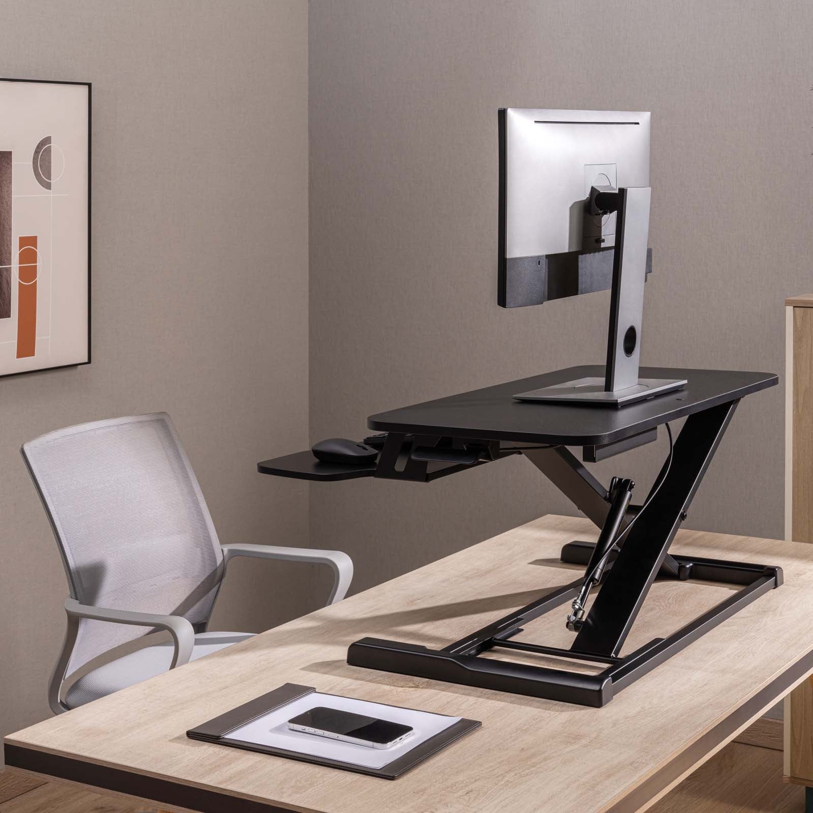 Toboli Alzata per monitor 80x40cm con porta tastiera, regolabile, Supporto di rialzo per computer