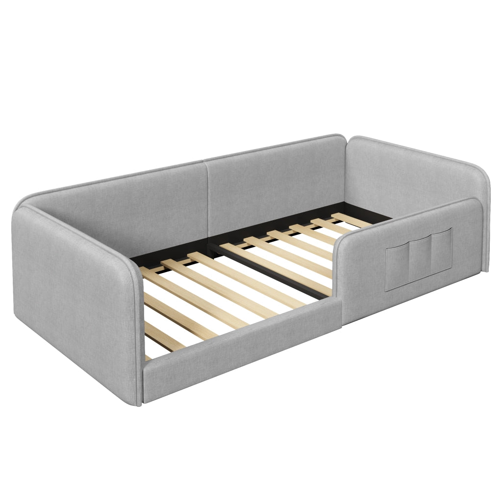 Letto 140x200 cm - Letto imbottito,Copriletto in lino,grigio