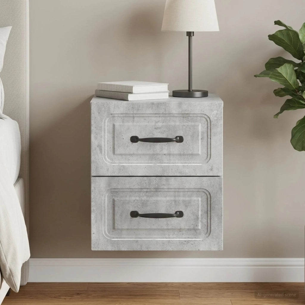 Mobiletto da notte a muro Grigio Cemento 34,5 x 33 x 40 cm 899321