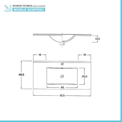 Mobile bagno sospeso 80 cm stile industrial bianco e legno Baketo