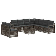 Set Divano da Giardino 10 pcs Grigio polyrattan