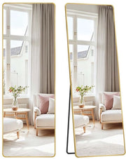 Specchio a corpo intero - Rettangolare - 160 cm x 50 cm - Finestra in vetro duro e alluminio - Elegante finitura dorata