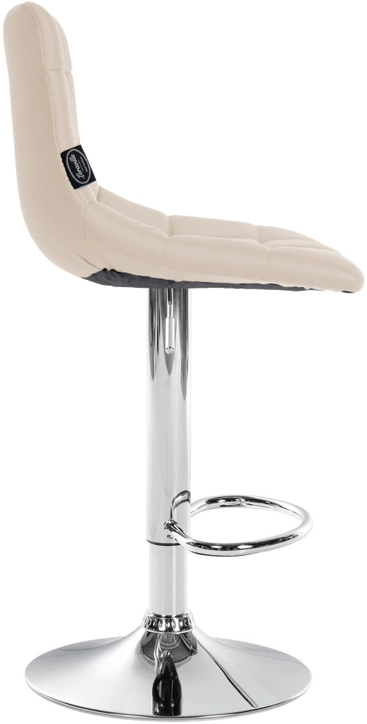 Sgabello Jerry in similpelle crema,cromo