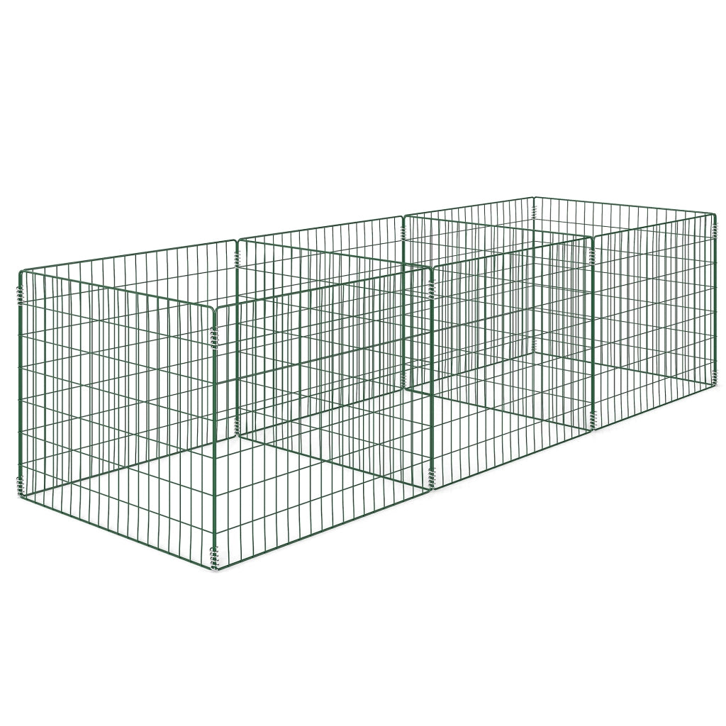 Compostiera da giardino 1680L ¨C Xylo ¨C acciaio verde 270x90x70cm 3 pezzi