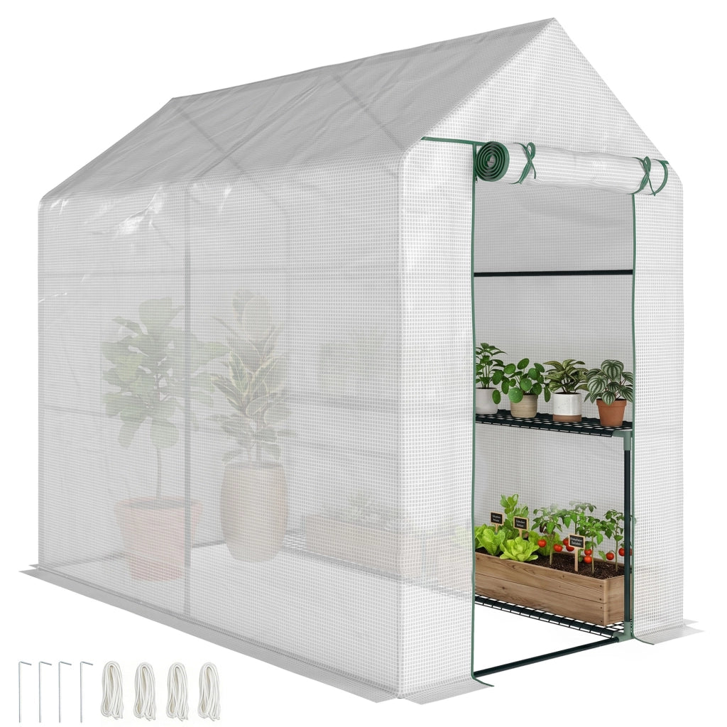 Casetta bambini in PE ¨C zephmum ¨C 186x120x190 cm, bianco, 4 ripiani