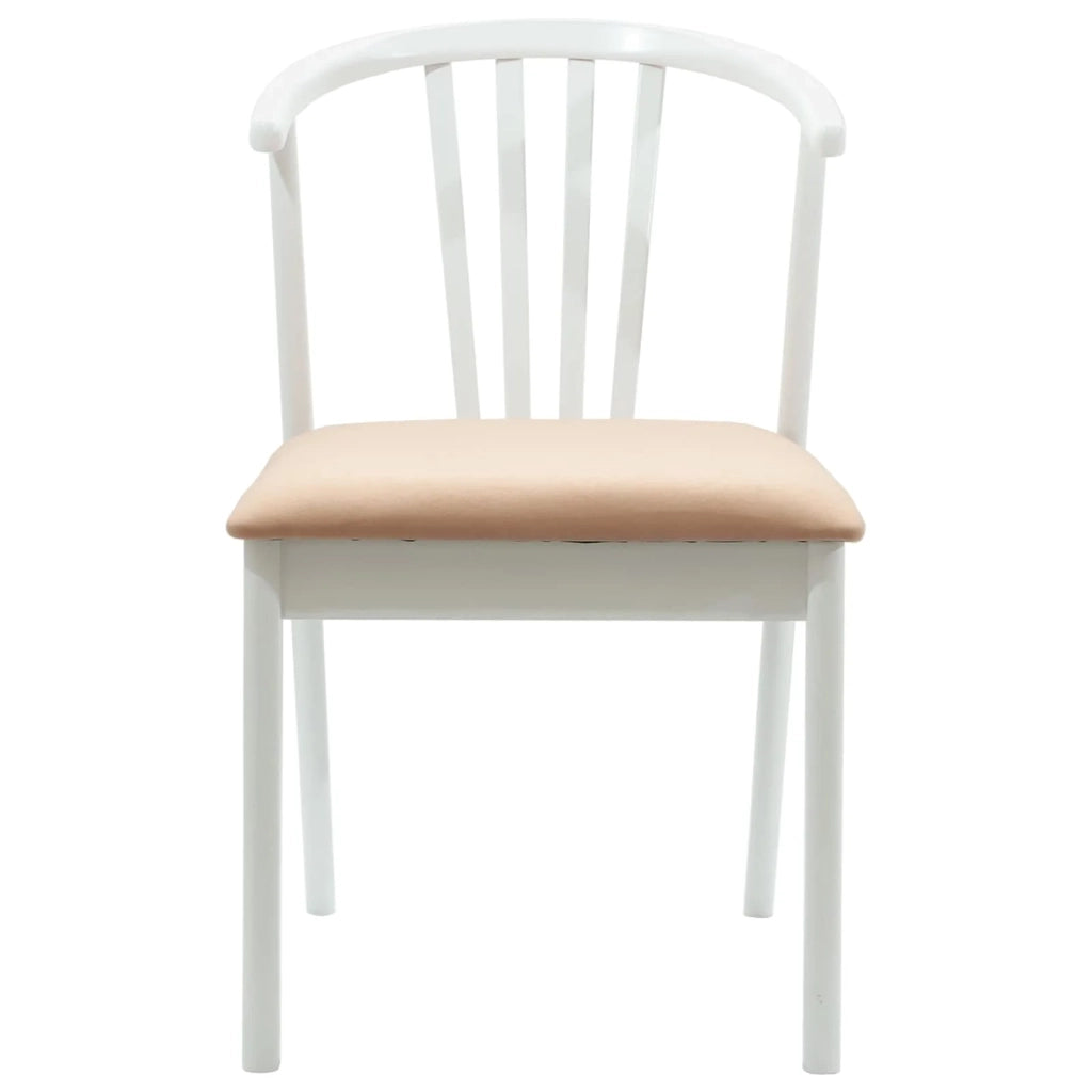 Sedia da pranzo 2 pcs Bianco e marrone Legno di gomma massiccio