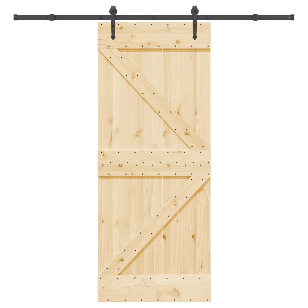 Porta scorrevole NARVIK Naturale e Nero 85 x 210 cm (213,5 cm) 3445246