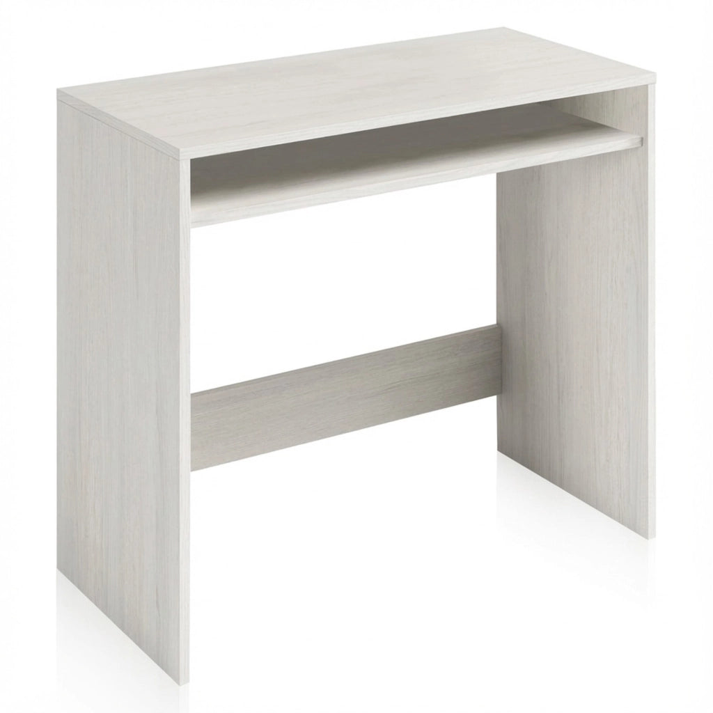 Scrivania Da Studio Compatta Con Vano Portaoggetti Integrato Design Moderno Per Home Office Cameretta E Smart Working 79 X 43 X 78 Cm Bianco Frassino