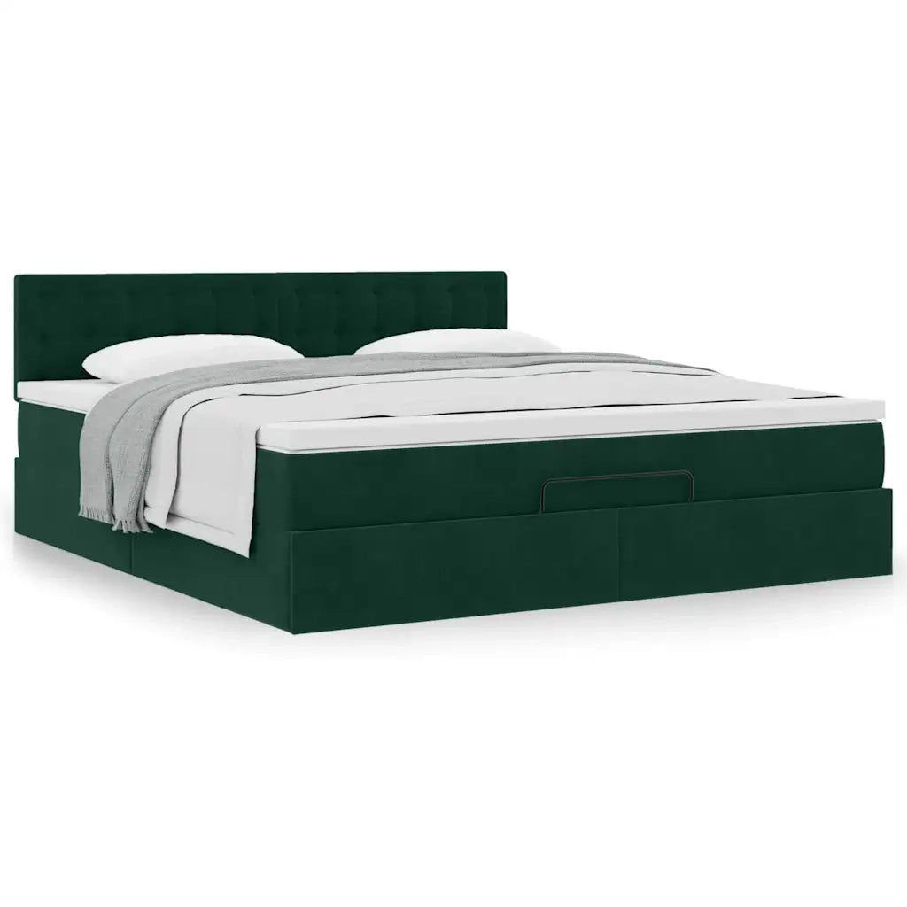 Struttura Letto Pouf con Materasso 180x200 cm in Velluto