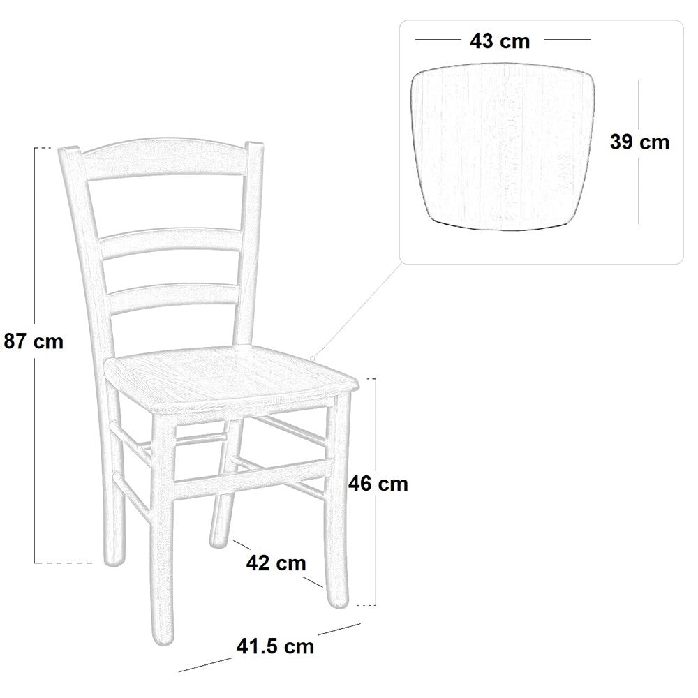 Sedia da sala da pranzo in legno paesana con seduta in massello noce scuro x 2