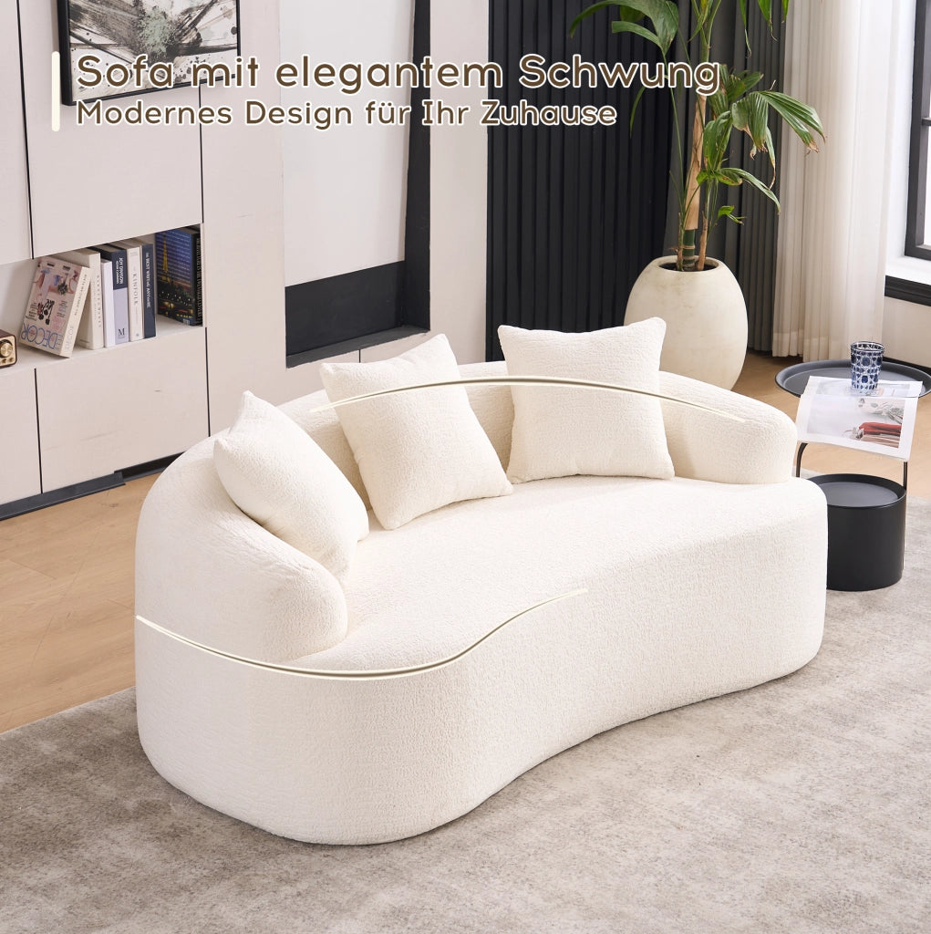 Divano a 2 posti in ciniglia con molle insacchettate e schiuma; bianco; 45 × 49 × 102 cm