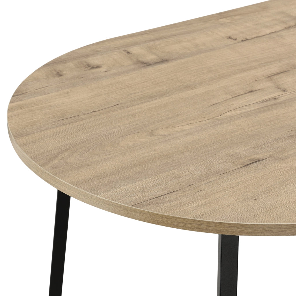 Tavolino Basso da Salotto Valdemarsvik con Piano Ovale - Effetto Rovere [en.casa]