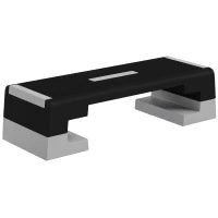 Stepper ad Altezza Regolabile con Gradini Rimovibili e Fondo Antiscivolo, in ABS, 97x36x15/20/25 cm, Grigio