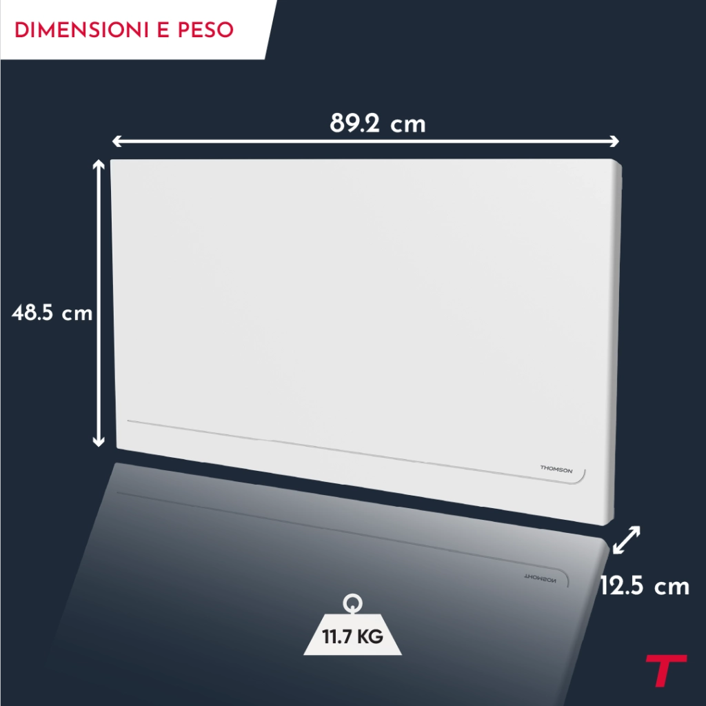 Radiatore elettrico Thomson WiFi con inerzia in ceramica e termostato intercambiabile, 1500W Milla
