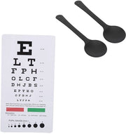 Carta di visione doppia faccia - Test di acuità visiva - 2 Occluder per gli occhi - Esame oculistico - Portatile e duraturo - 15 cm di distanza - Carta di test di visione