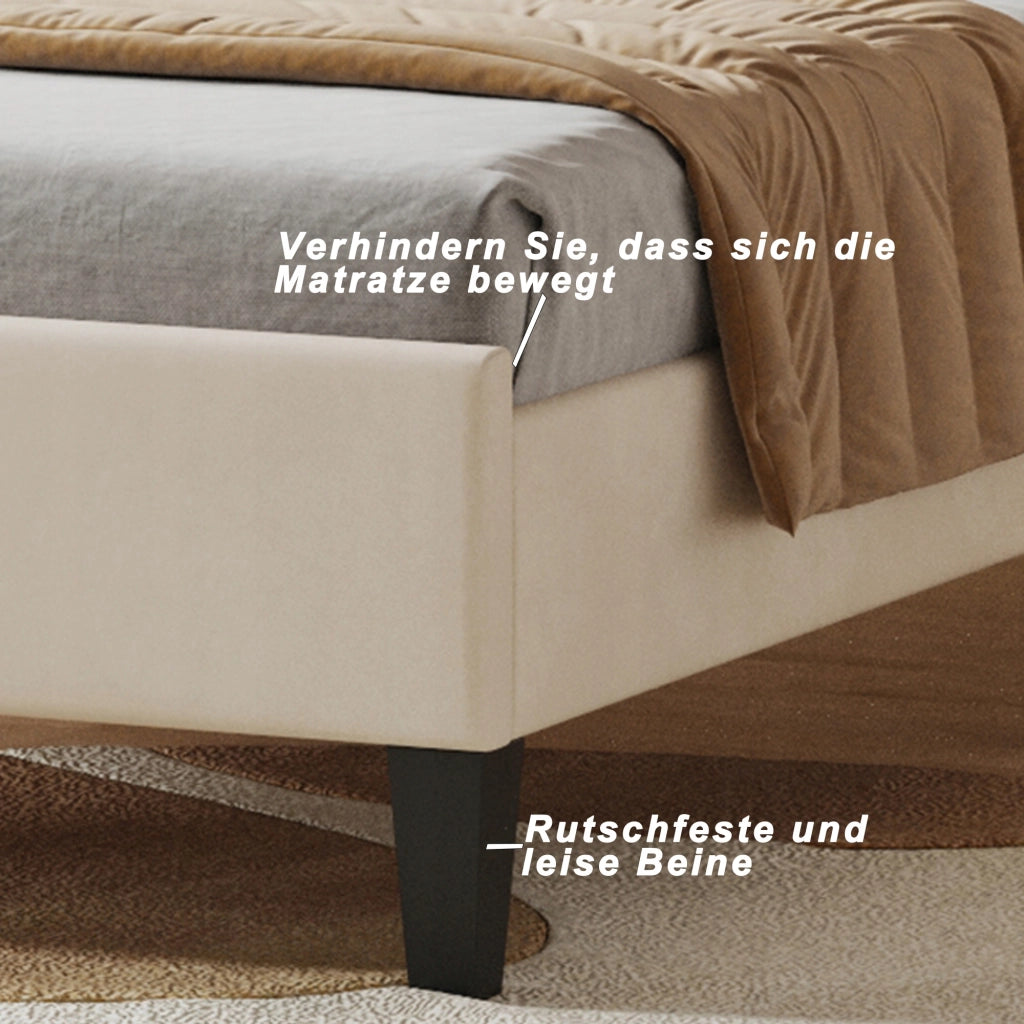 Letto 90x200 Beige con testata floreale - Xylo