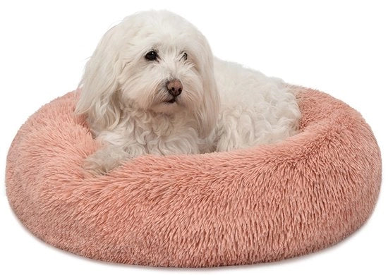 Letto per cani Donut, piuma morbida & bordo alto 50 cm rosa