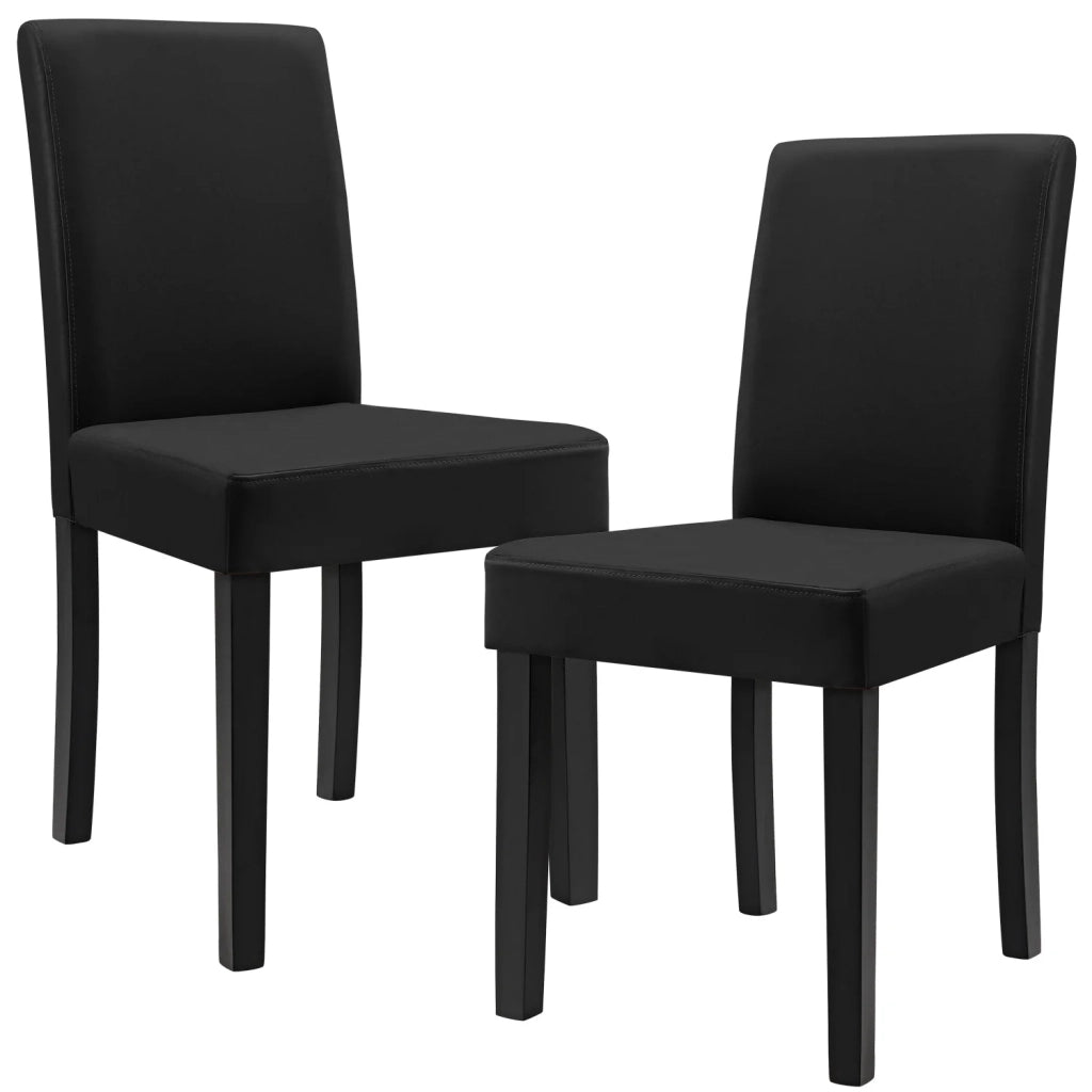 Set di 2 sedie imbottite con gambe in legno massello design rivestimento sintetico 90 cm nero 03_0002363