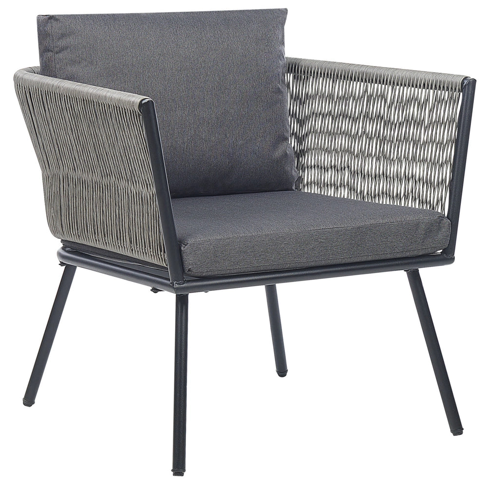 Set bistrot grigio PE Rattan Cuscini staccabili Tavolino da caffè Giardino esterno