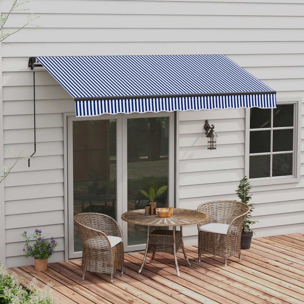 Tenda da sole retrattile manuale con manovella ¨C Xylo ¨C alluminio poliestere blu bianco