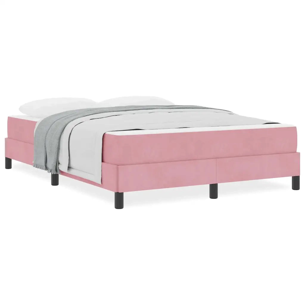 vidaXL Letto box spring con materasso Rosa 140 x 190 cm Velluto