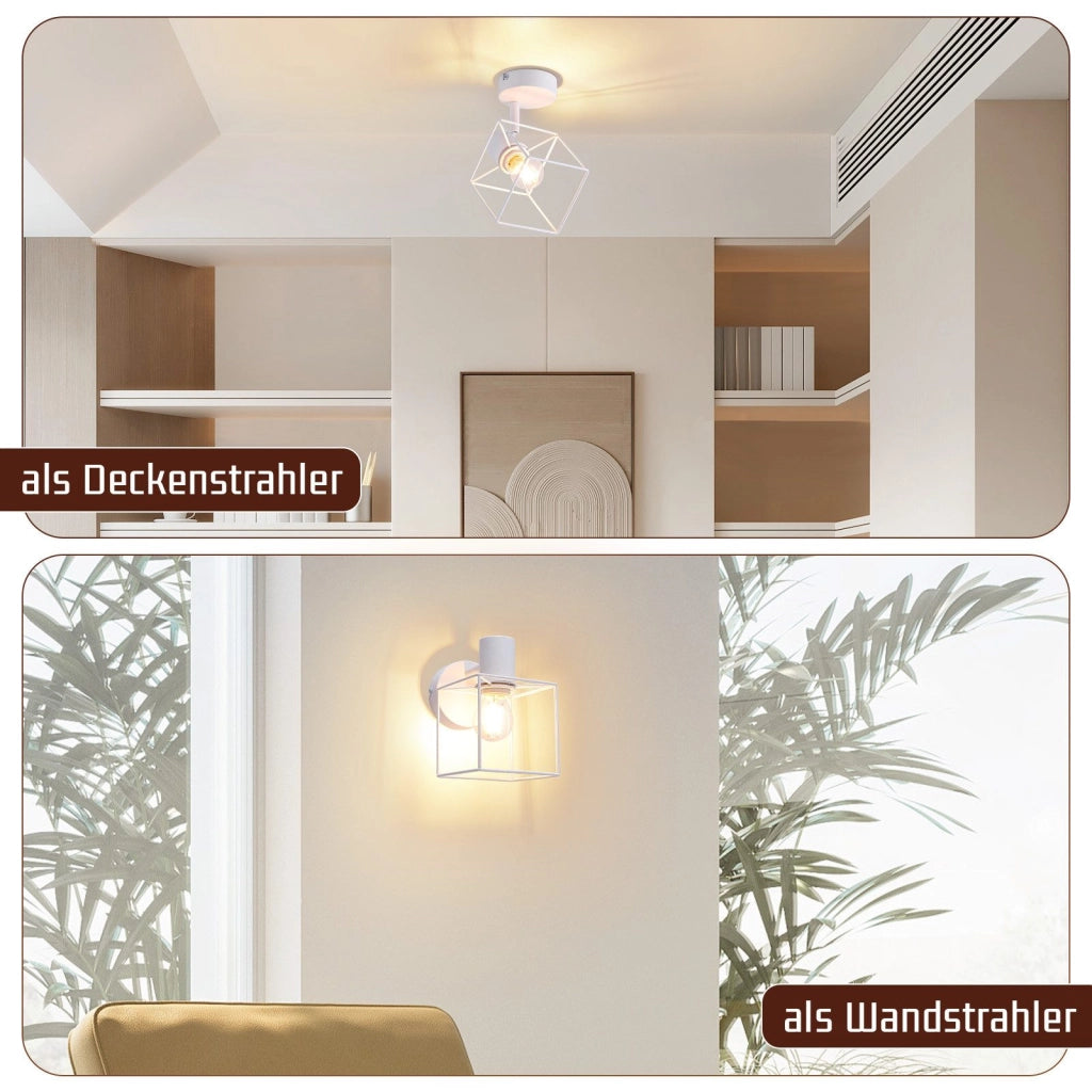 ZMH Faretto da soffitto 1 fiamma E14 plafoniera orientabile 350° metallo vintage soggiorno