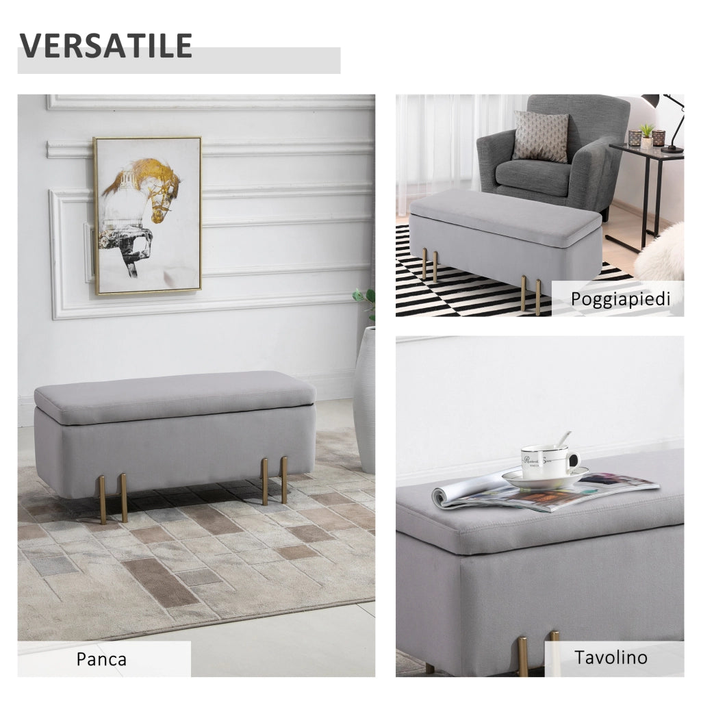 Panca Contenitore Imbottita ¨C Zephmum ¨C Grigio 100x40x42 cm