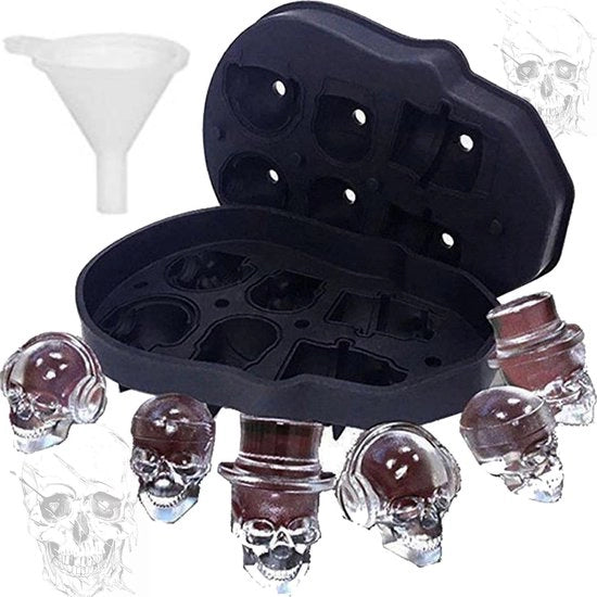 Igloo in forma di teschio 3D in silicone - Per cocktail di whiskey - 6 unità