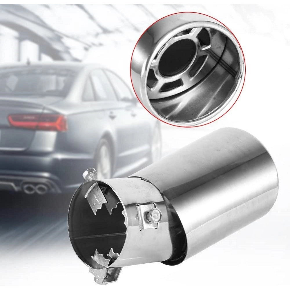 Trade Shop - Terminale Di Scarico Marmitta Universale Posteriore 62mm In Acciaio Silenziatore -