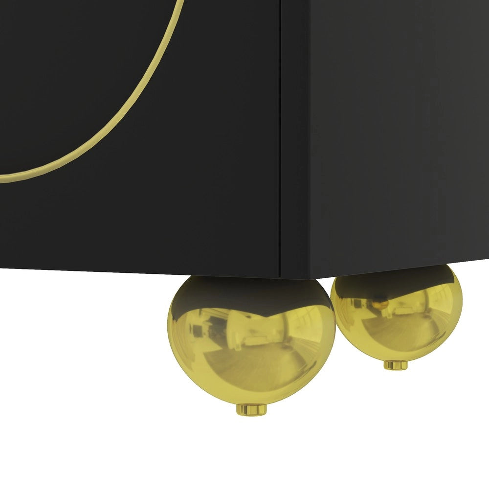 Mobile TV con Ante Strutturate ¨C Xylo ¨C Gambe Dorate, Push-to-Open, Ripiani Inclusi