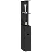 Colonna Bagno con Ripiani e Armadietti ¨C Minimal ¨C 15.2x29.8x118 cm, Nero