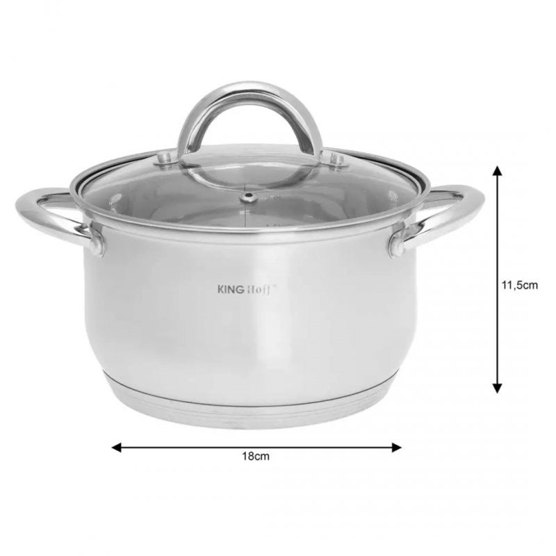 Set di pentole in acciaio inossidabile Kinghoff KH-4450 con coperchi in vetro