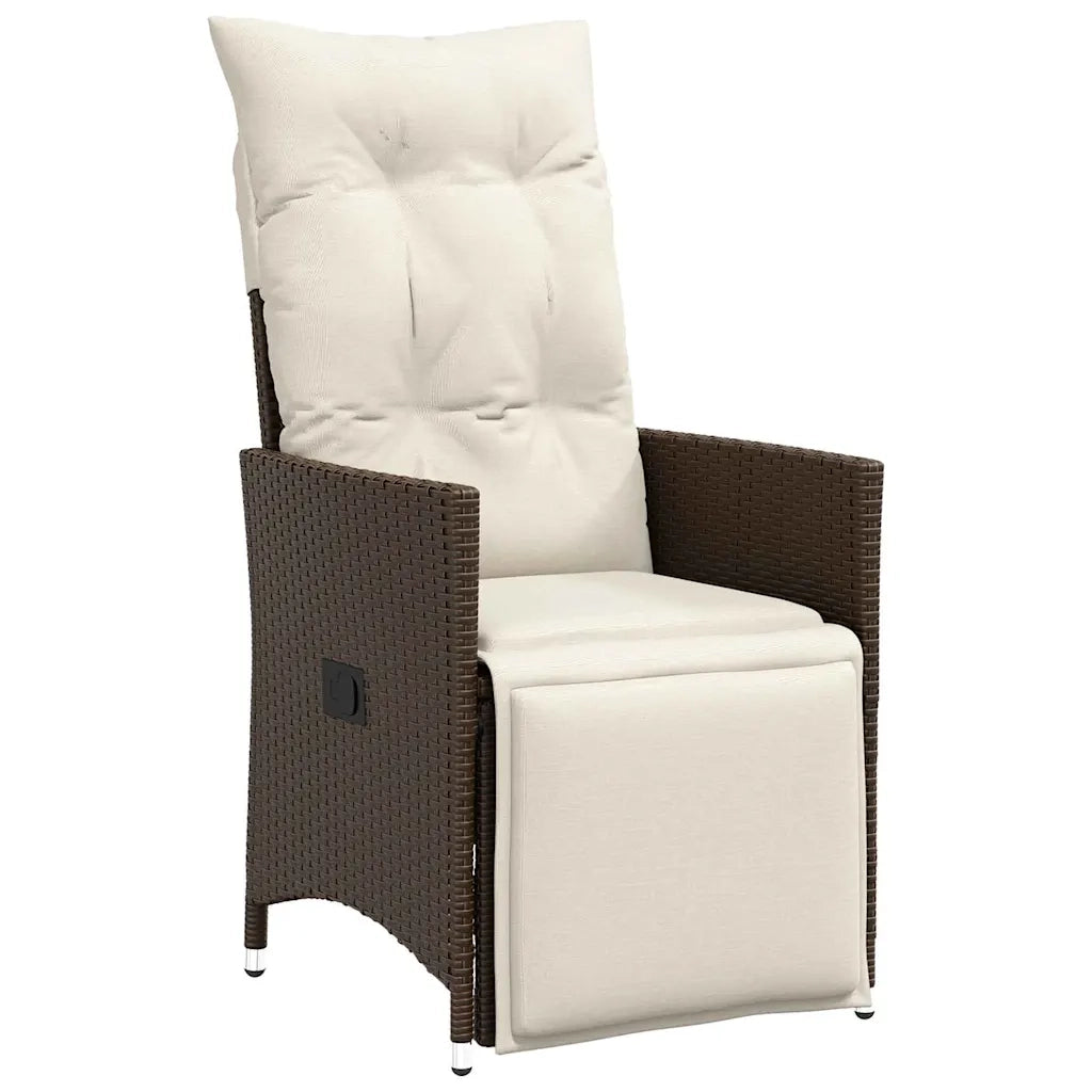 Set da Pranzo per Giardino con cuscino 5 pcs Marrone polyrattan 3379571