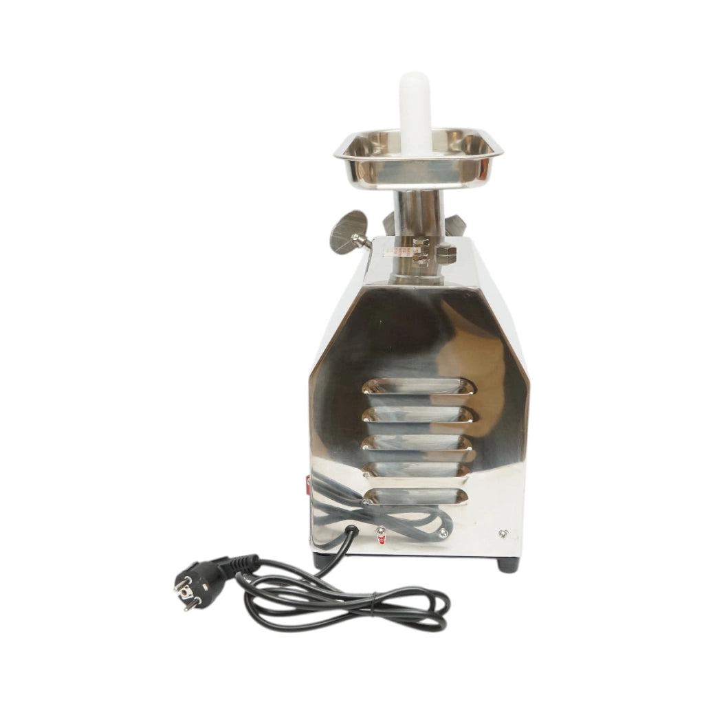 Tritacarne elettrico in acciaio inox 600W, 220V, capacità 100 kg/h, adattatore per salsicce, 2 setacci e 2 coltelli inclusi 340x185x365mm