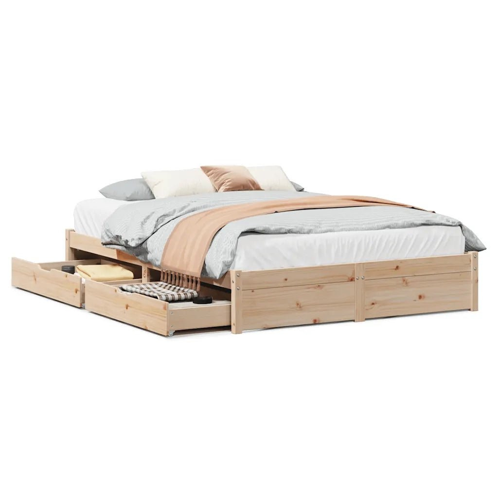 Letto senza Materasso 150x200 cm in Legno Massello di Pino