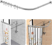 Telescopio per tenda doccia a forma L - Inclusi anelli - Acciaio inox - 95-125 cm