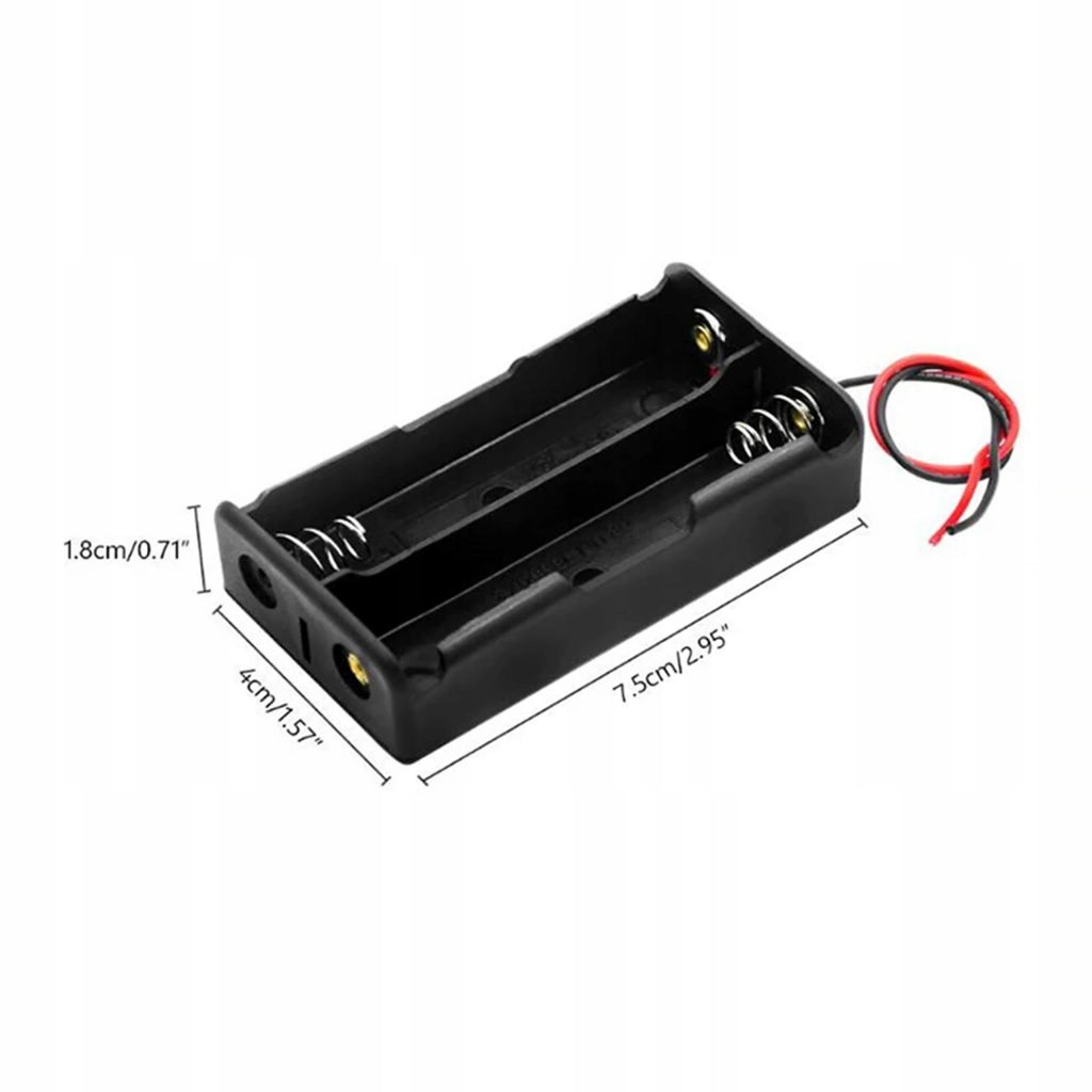 Portabatterie 2x18650 con Fili – Struttura Aperta, Lunghezza Fili 100mm | Progetti DIY, Facile Sostituzione Batterie