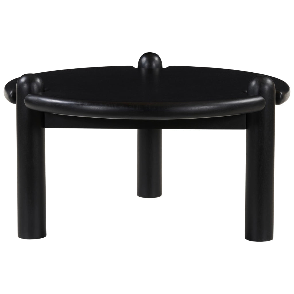 Tavolino rotondo in legno massello di mango nero TORI