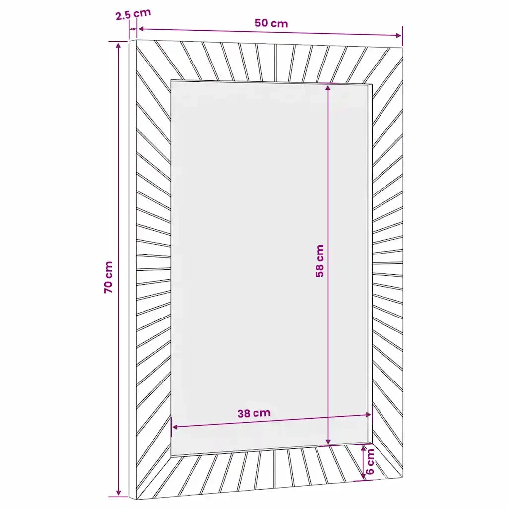 vidaXL Specchio da bagno con specchio Nero e Oro 50 x 2.5 x 70 cm