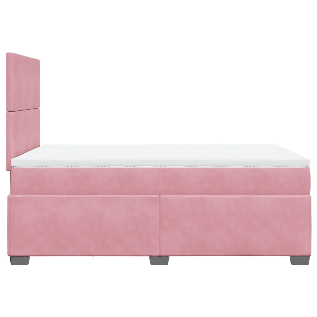 Giroletto a Molle con Materasso Rosa 120x190 cm in Velluto