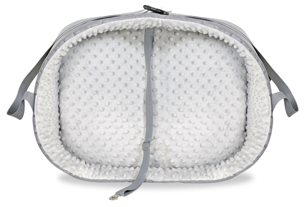AIO FACTORY Trasportino per auto 50x40 cm Minky Grey Seggiolino per cani impermeabile