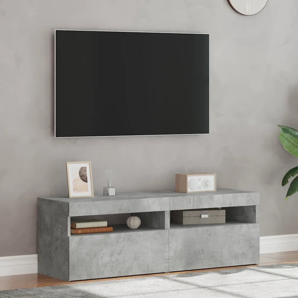 Mobili Porta TV con Luci LED 2 pz-Set di 2 Credenza per TV Grigio Cemento 60x35 cm