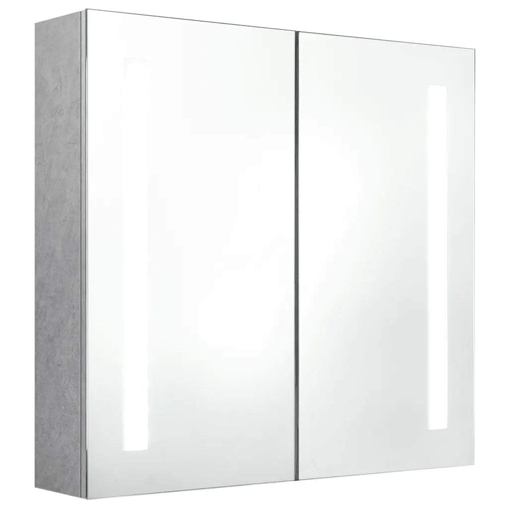 Armadietto Bagno con Specchio e LED Grigio Cemento 62x14x60 cmcod mxl 82227