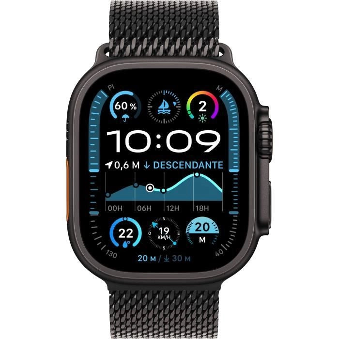 Apple Watch Ultra 2 GPS + Cellular - 49mm - Cassa in Titanio Nero - Cinturino Milanese Loop in Titanio Nero - L
