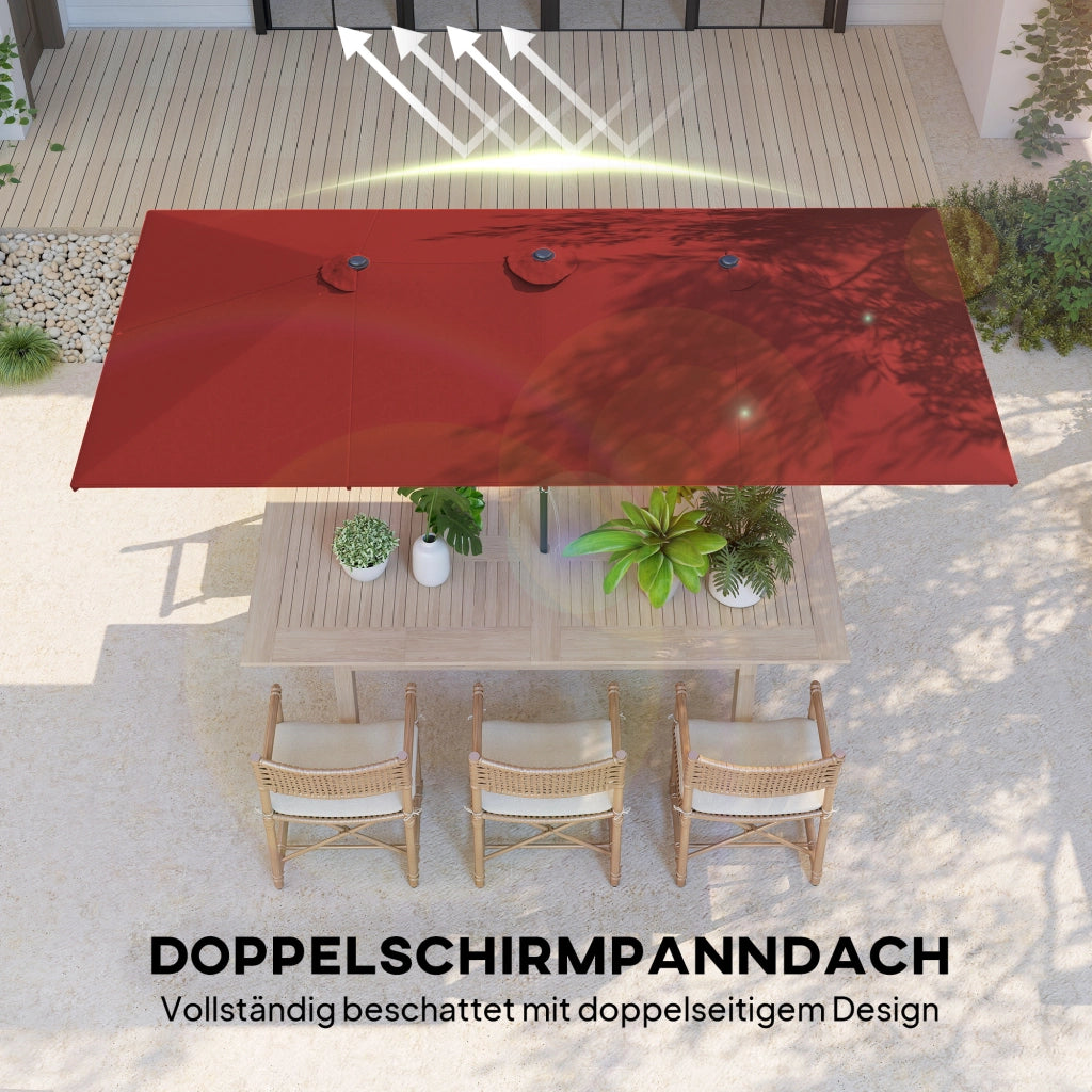 Ombrellone da giardino regolabile in altezza e inclinabile ¨C zephmum ¨C 150x295x170-214 cm rosso vino