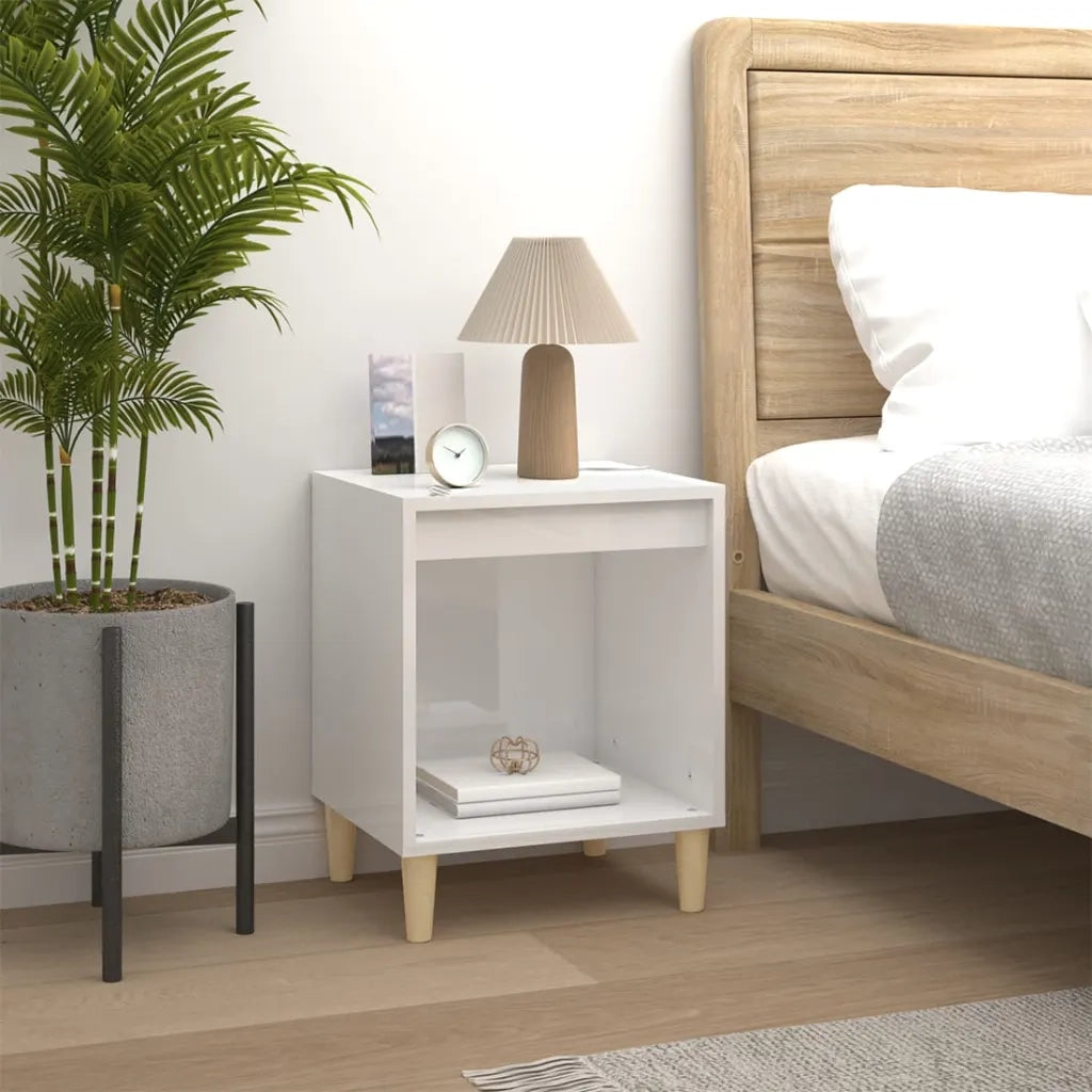 Comodini 2 pz-Set di 2 Tavolino da notte in Bianco Lucido 40x35x50 cm 166611