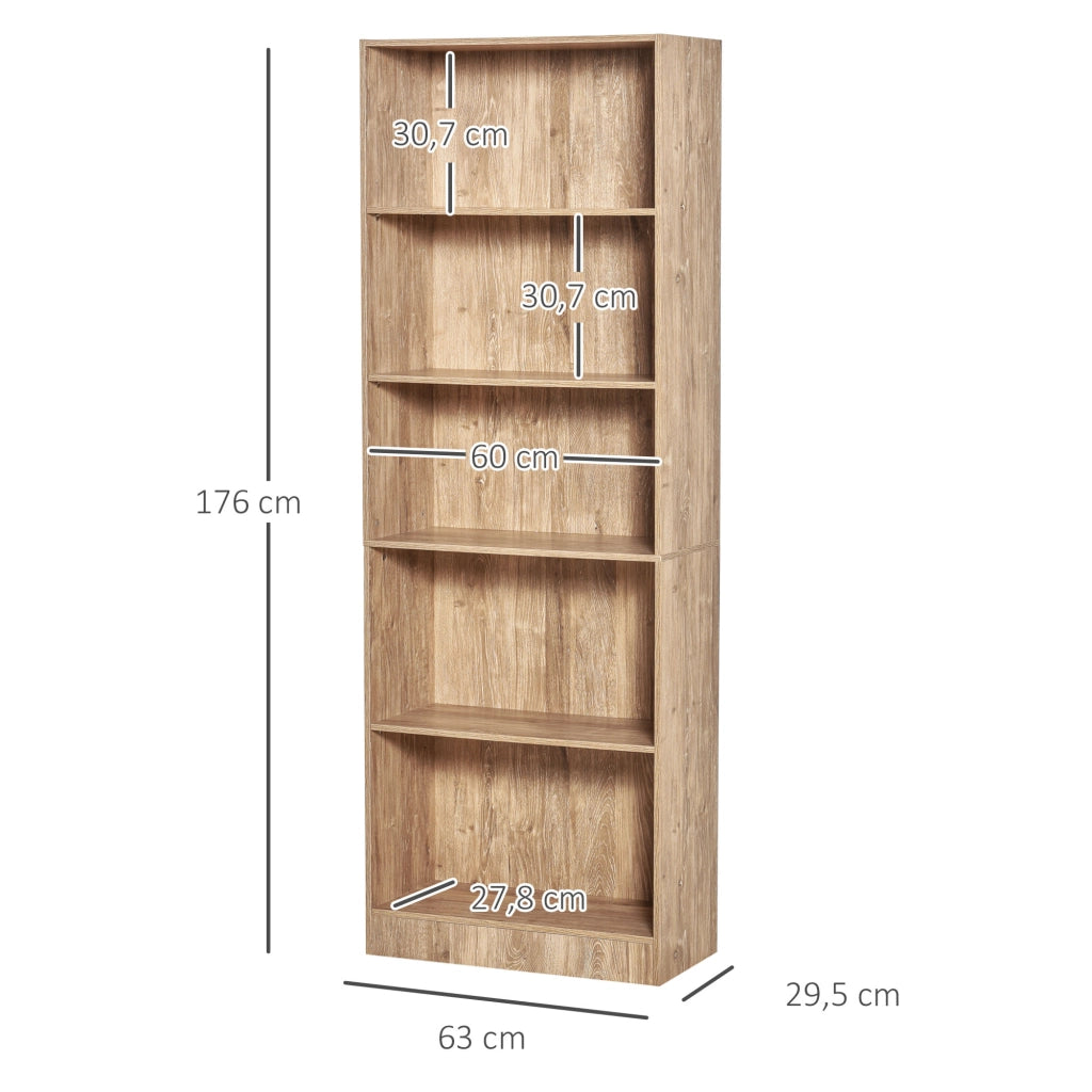 Libreria 5 Livelli Ripiani Regolabili ¨C zephmum ¨C Legno Naturale 63x29x176