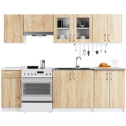 Set da cucina con vetrina AKORD LIMA 2,4 m Bianco 240 cm 11 ante 1 cassetto frontale Rovere Sonoma 240×44,5×203 cm