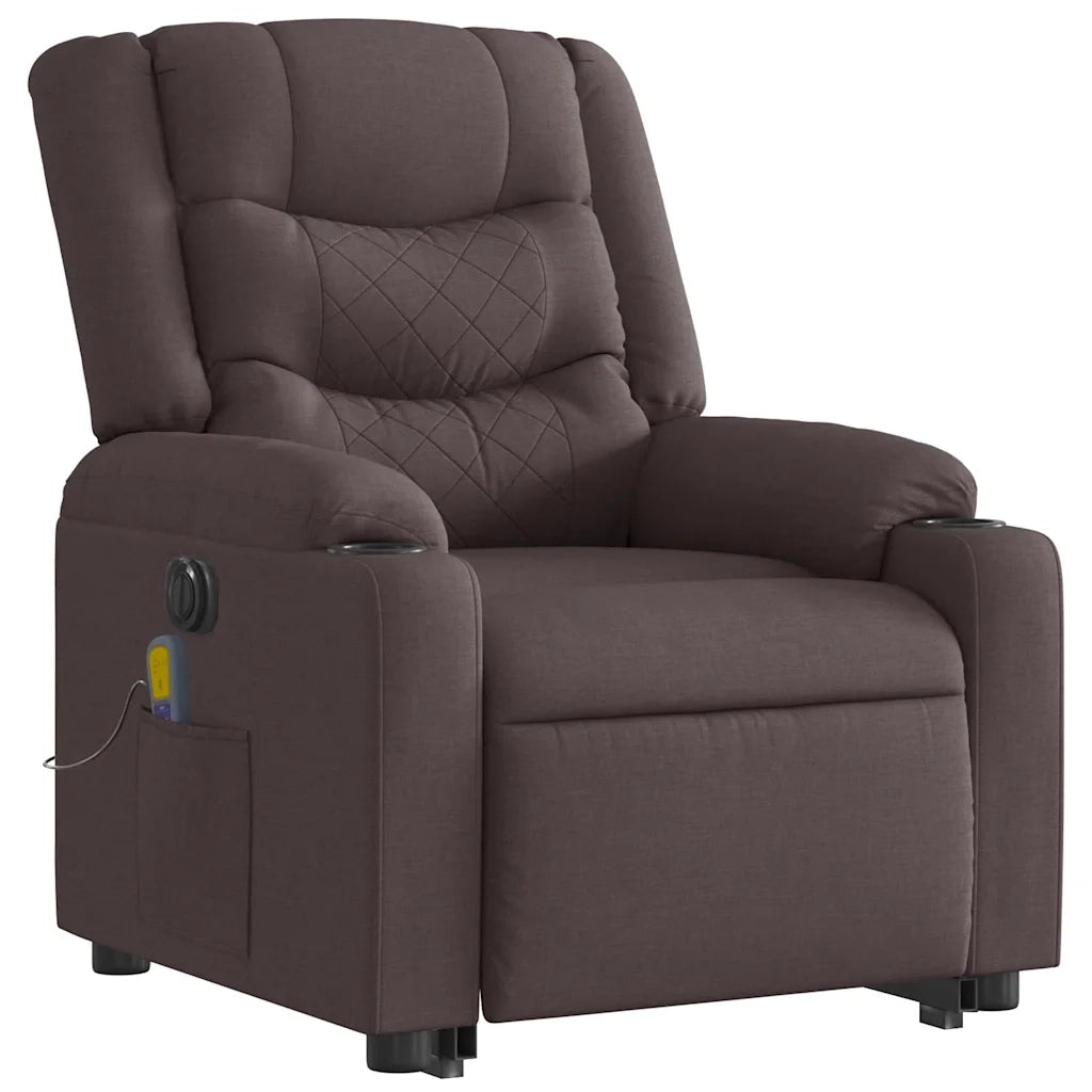 Poltrona Alzapersona Massaggio Elettrica Marrone Scuro Tessuto 3310284